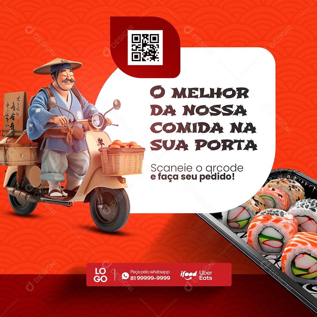 Comida Japonesa Sushi Social Media PSD Editável