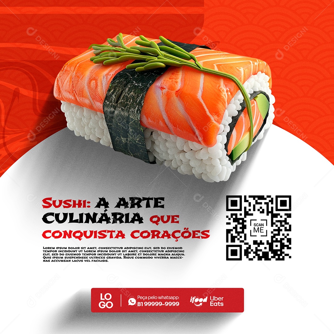 Comida Japonesa Sushi Social Media PSD Editável