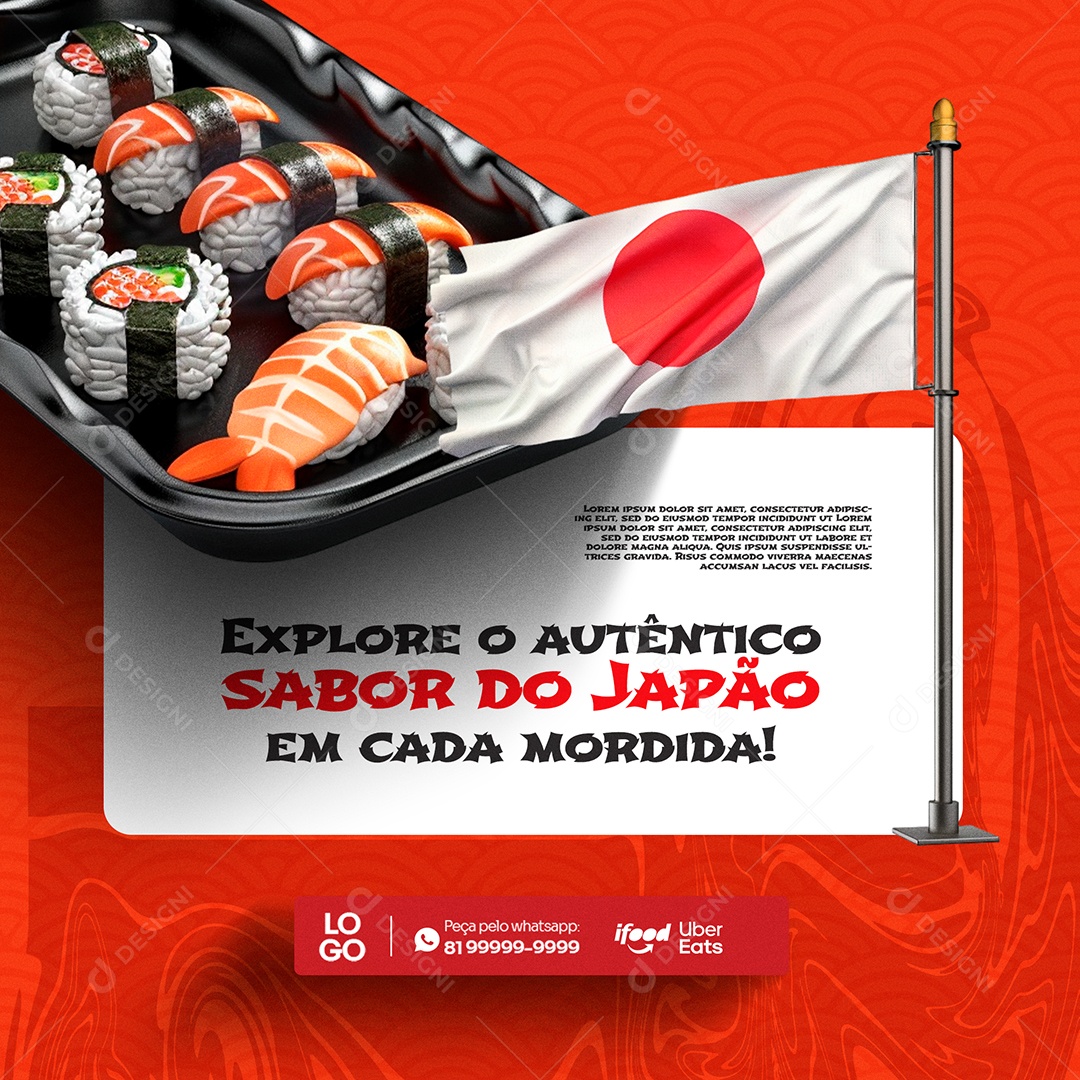 Comida Japonesa Sushi Social Media PSD Editável