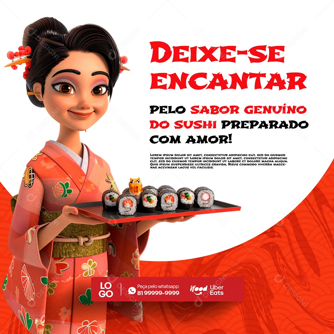 Comida Japonesa Sushi Social Media PSD Editável
