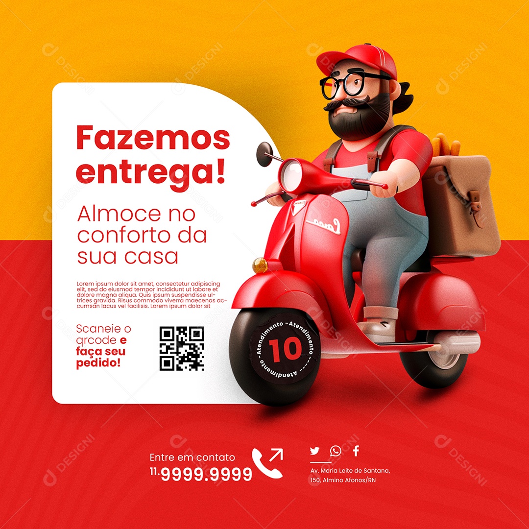 Restaurante Fazemos Entrega Social Media PSD Editável