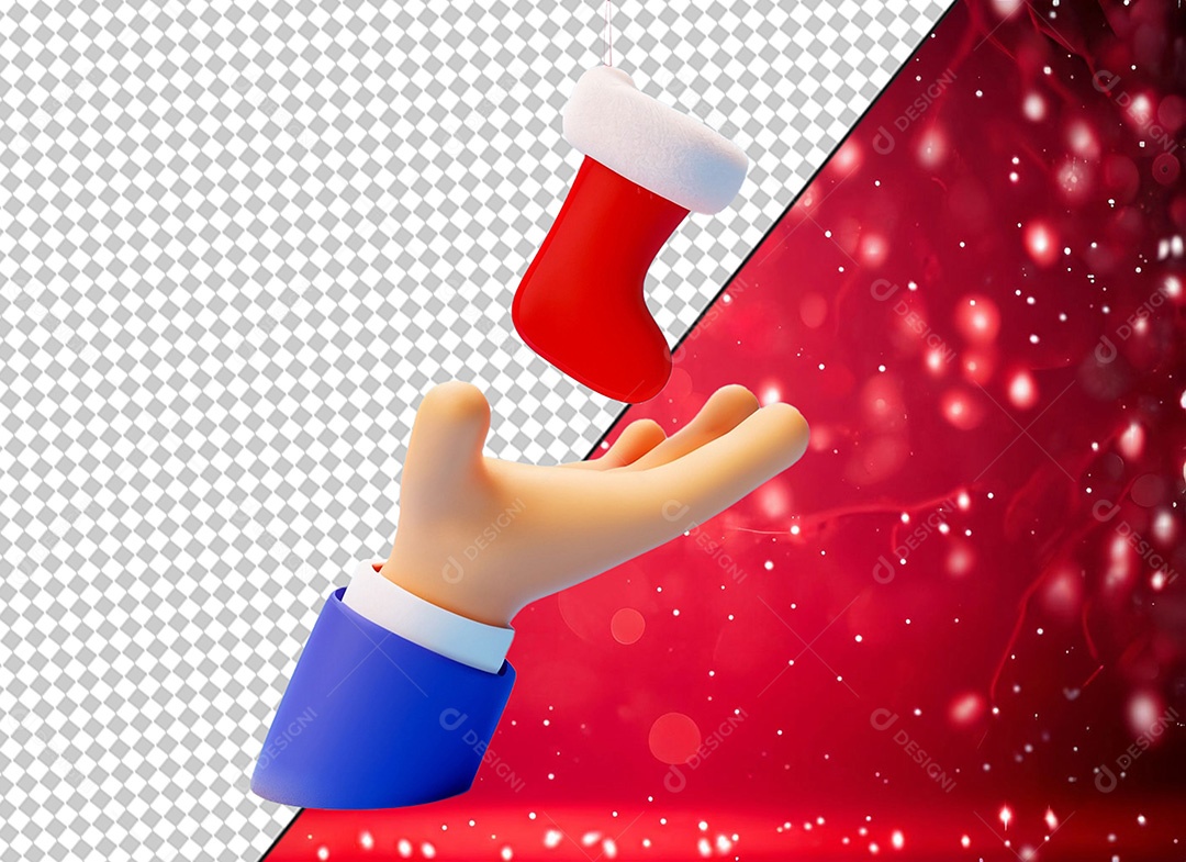 Mão Segurando Meia Elemento 3D para Composição PSD