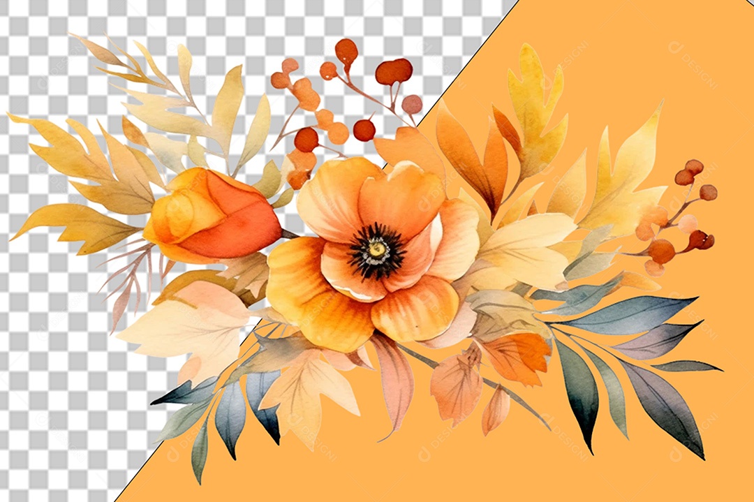 Arranjo de Flores Elemento 3D para Composição PSD