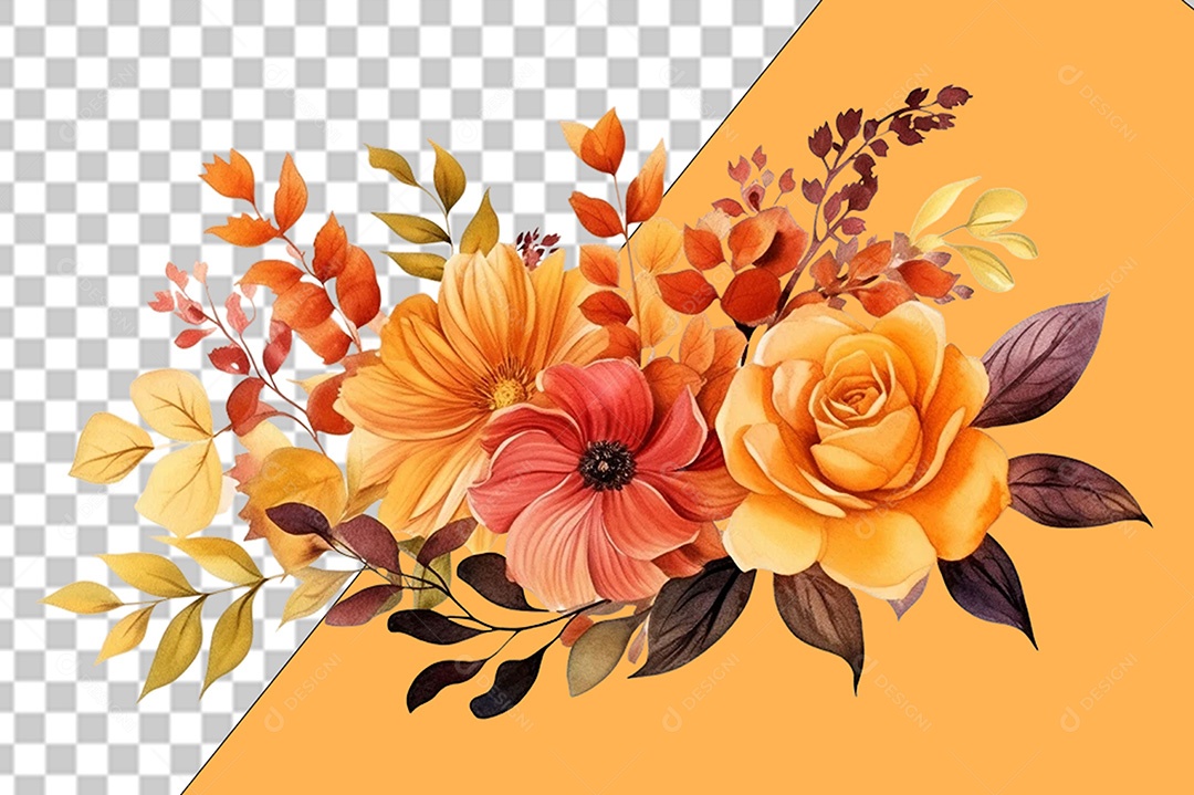 Flores Elemento 3D para Composição PSD