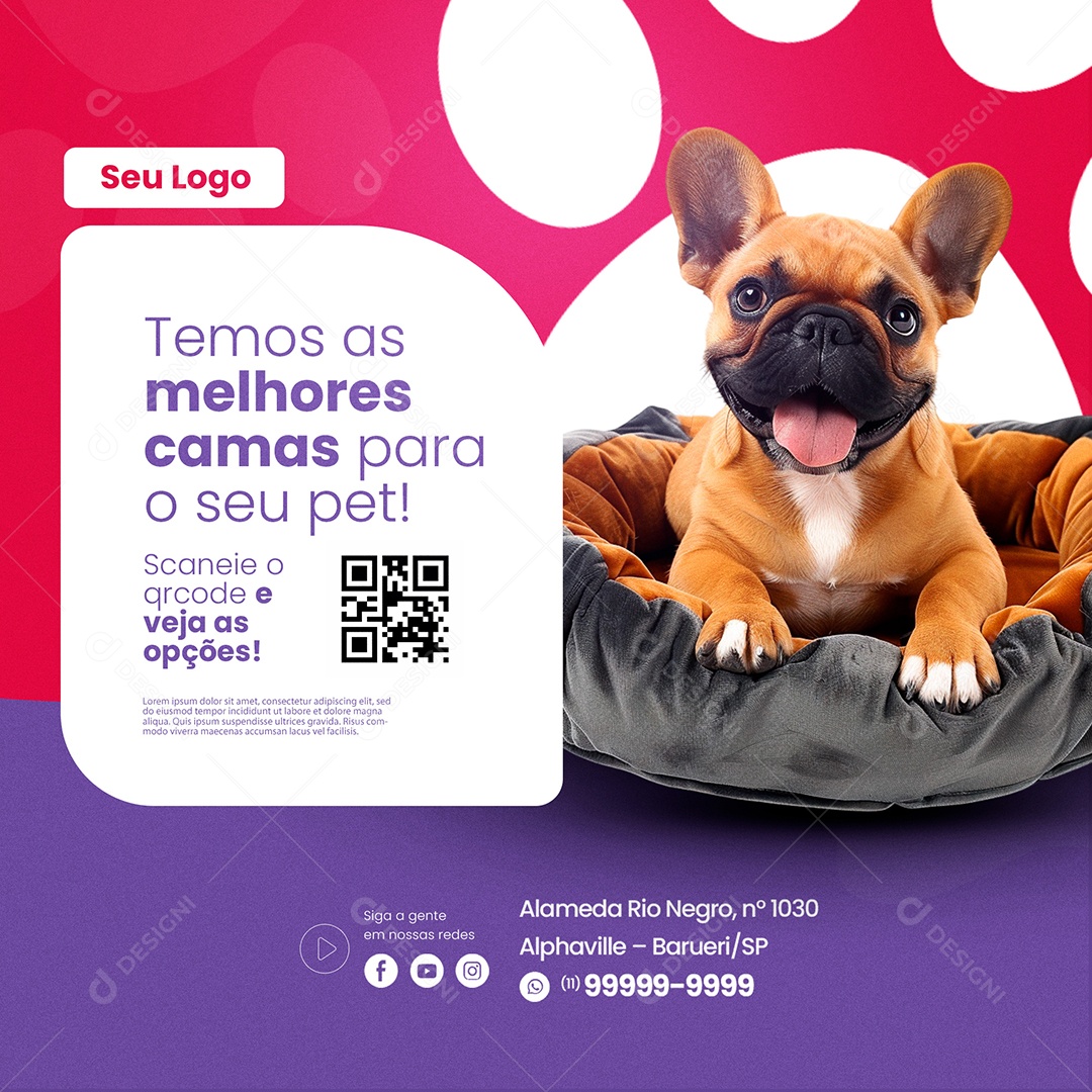 Pet Shop Temos as Melhores Camas Social Media PSD Editável