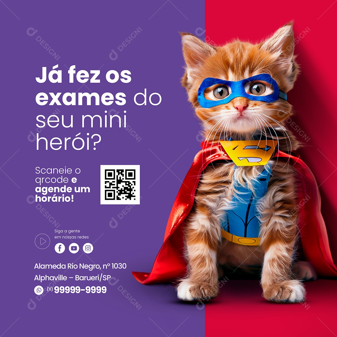 Pet Shop Já Fez Exames no Seu Mine Herói Social Media PSD Editável