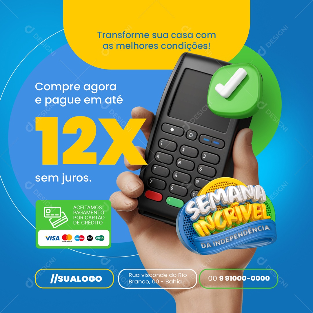 Semana Incrível da Independência Construção Compre Agora Social Media PSD Editável