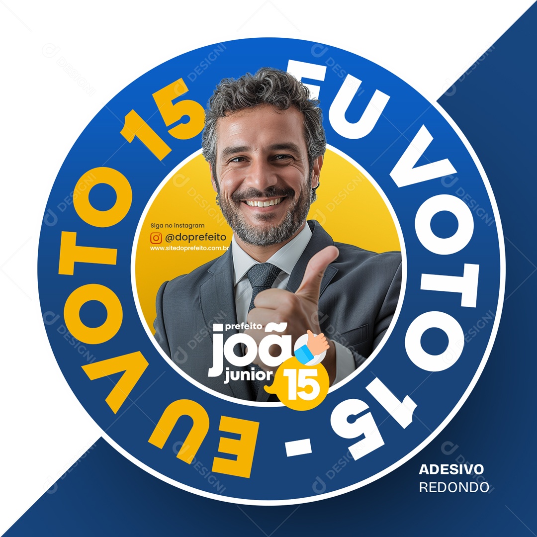 Política Adesivo Redondo Eu Voto Social Media PSD Editável