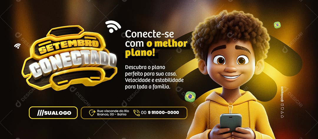 Banner Setembro Conectado Provedor de internet Conecte-Se Social Media PSD Editável