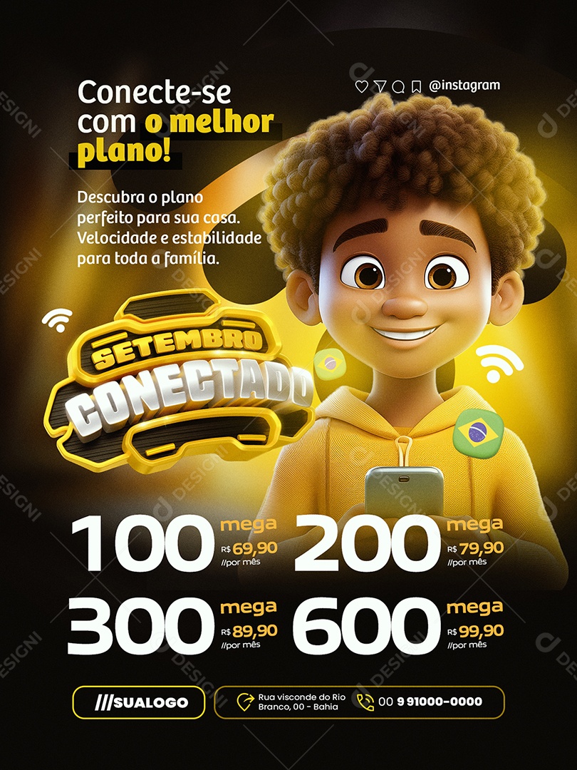 Setembro Conectado Provedor de internet Encarte Conecte-Se Social Media PSD Editável