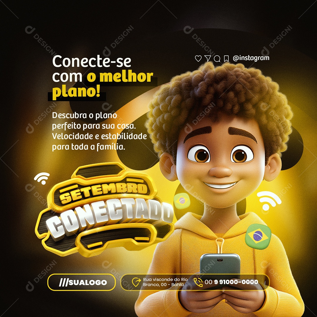 Setembro Conectado Provedor de internet Conecte-Se Social Media PSD Editável