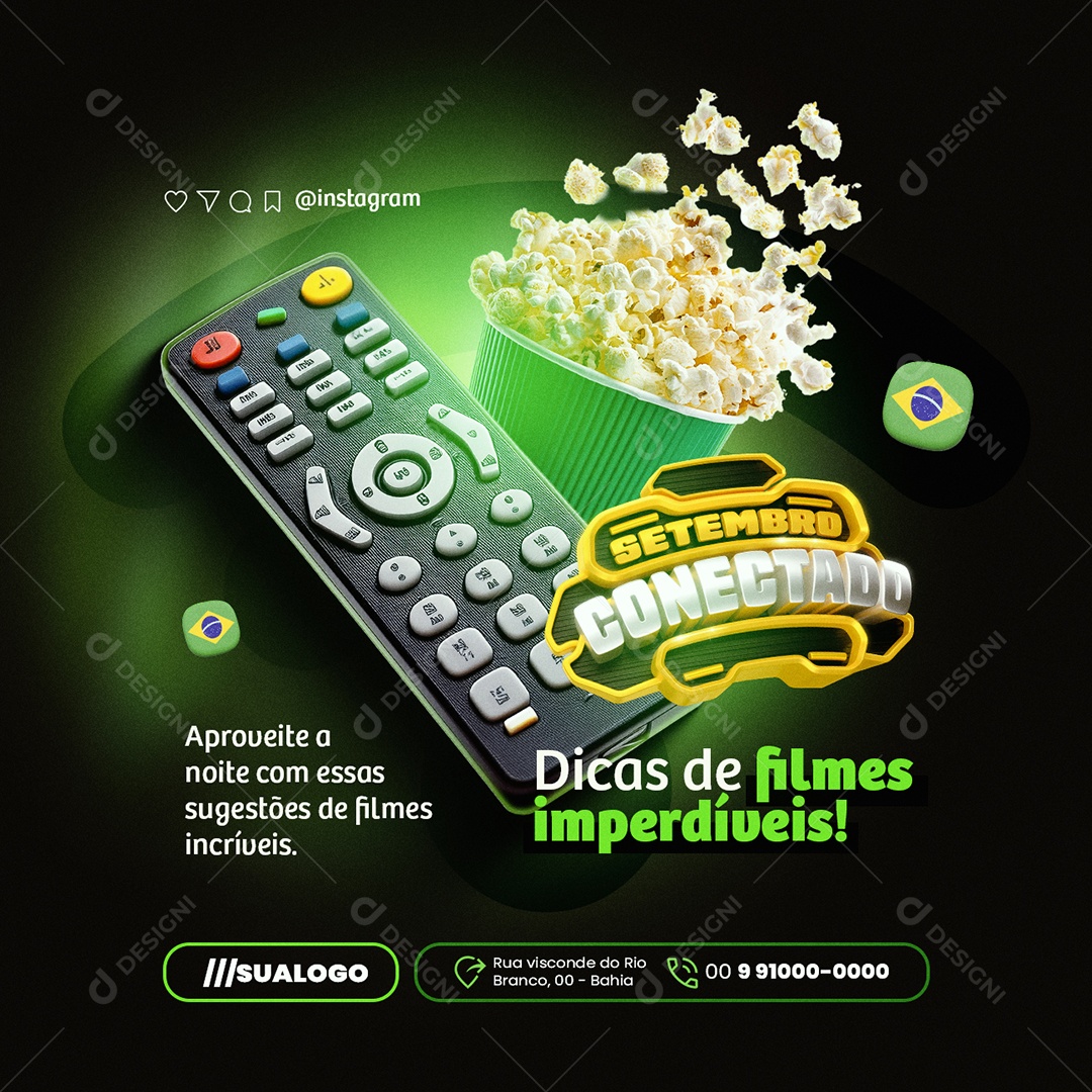 Setembro Conectado Provedor de internet Dicas de Filmes Social Media PSD Editável