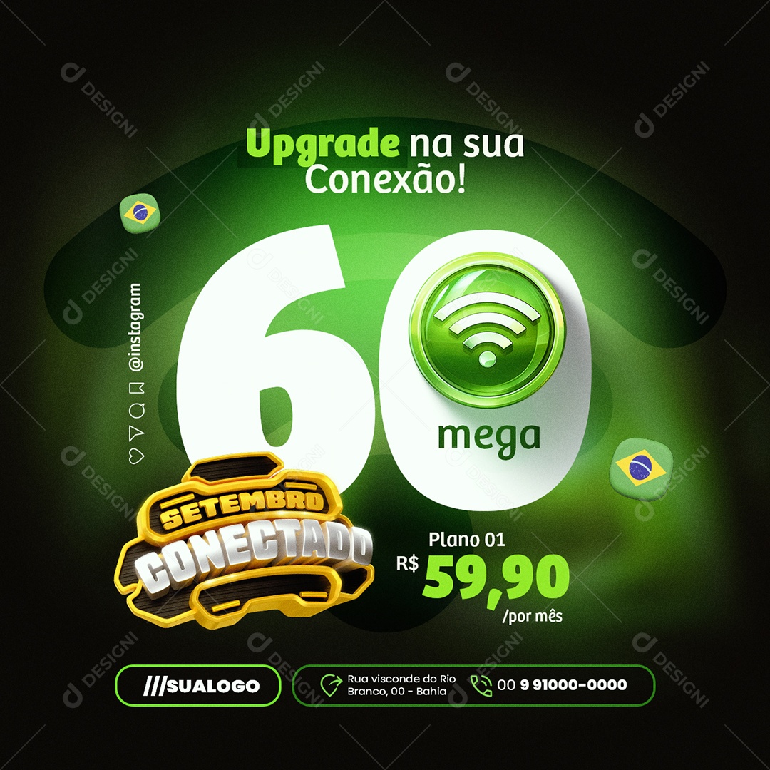 Setembro Conectado Provedor de internet Upgrade na Sua Conexão Social Media PSD Editável
