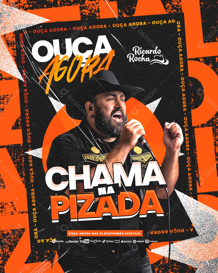 Flyer Ouça Agora Ricardo Rocha Social Media PSD Editável