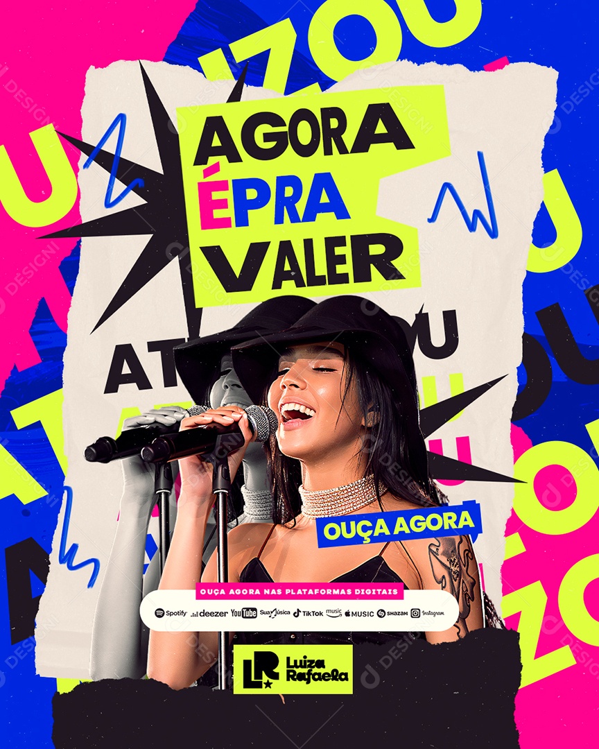 Flyer Ouça Agora Luiza Rafaela Social Media PSD Editável
