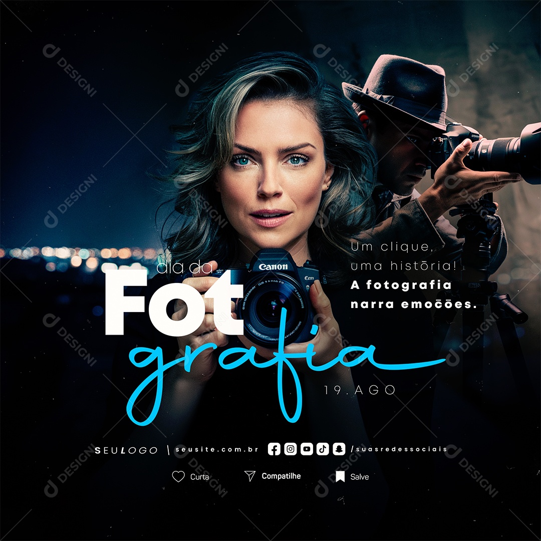 Dia da Fotografia 19 de agosto Social Media PSD Editável