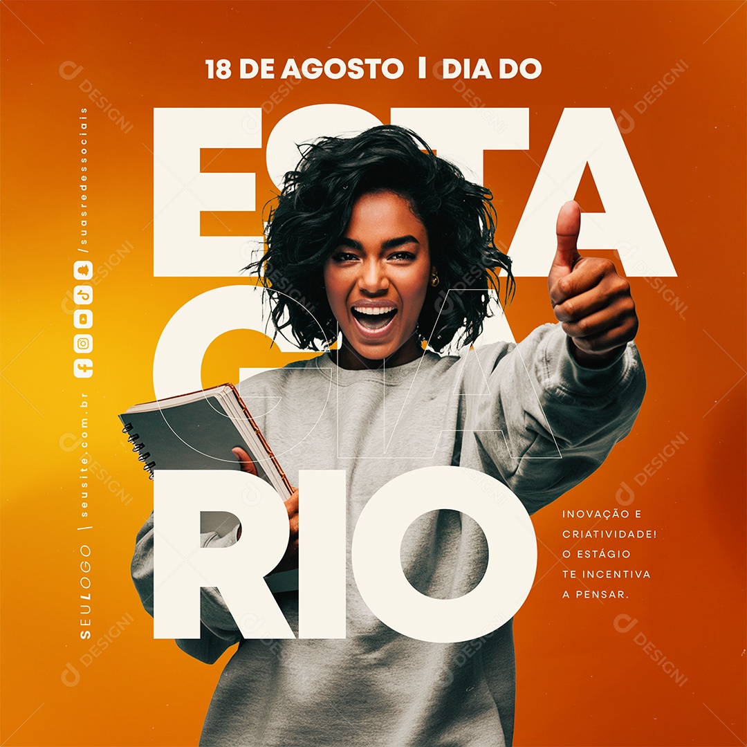 Social Media Dia do Estagiário 18 de Agosto PSD Editável