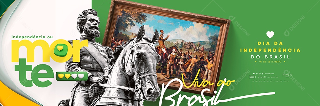 Carrossel Dia da Independência do Brasil 07 de Setembro Viva Social Media PSD Editável