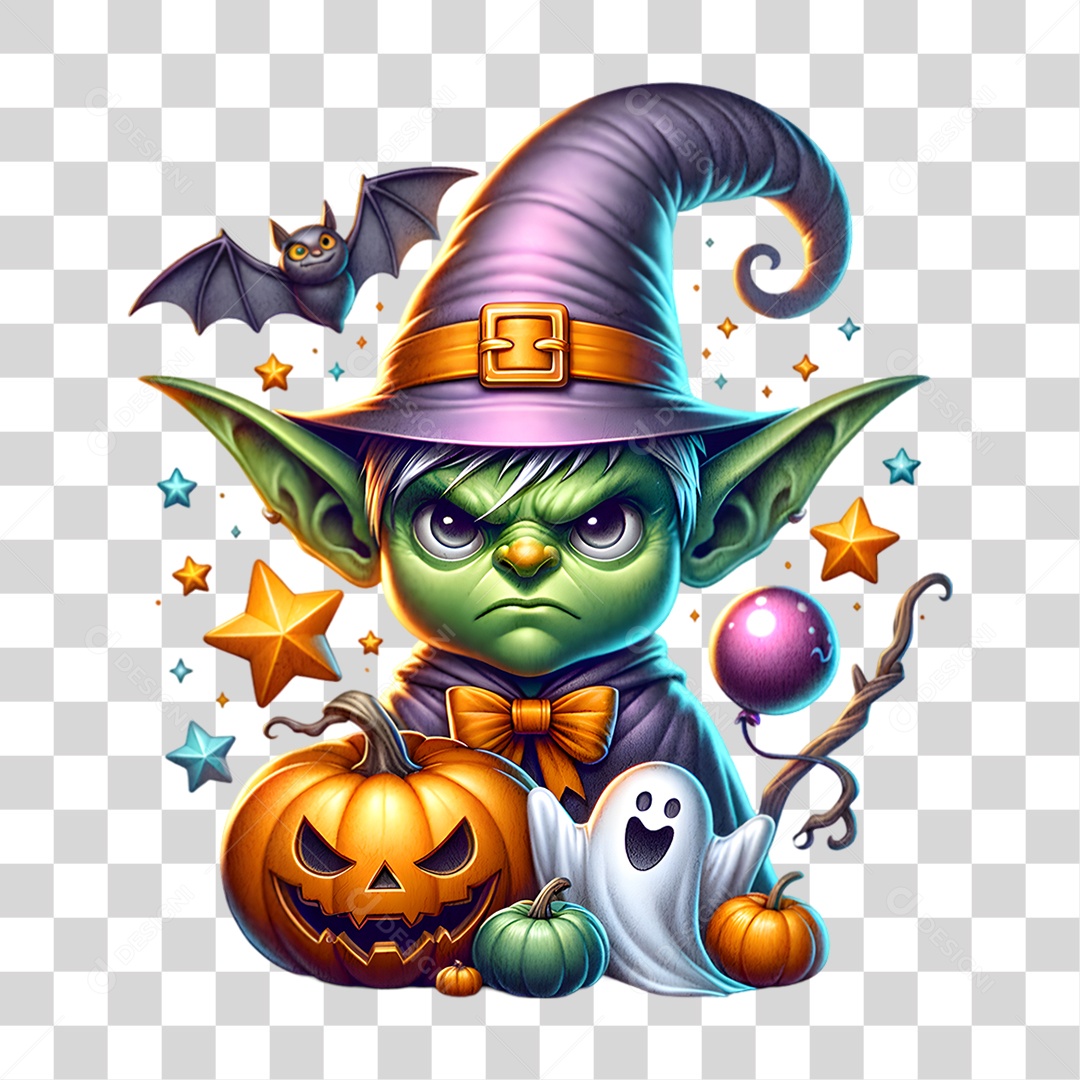 Elemento 3D Goblin Halloween PNG Transparente