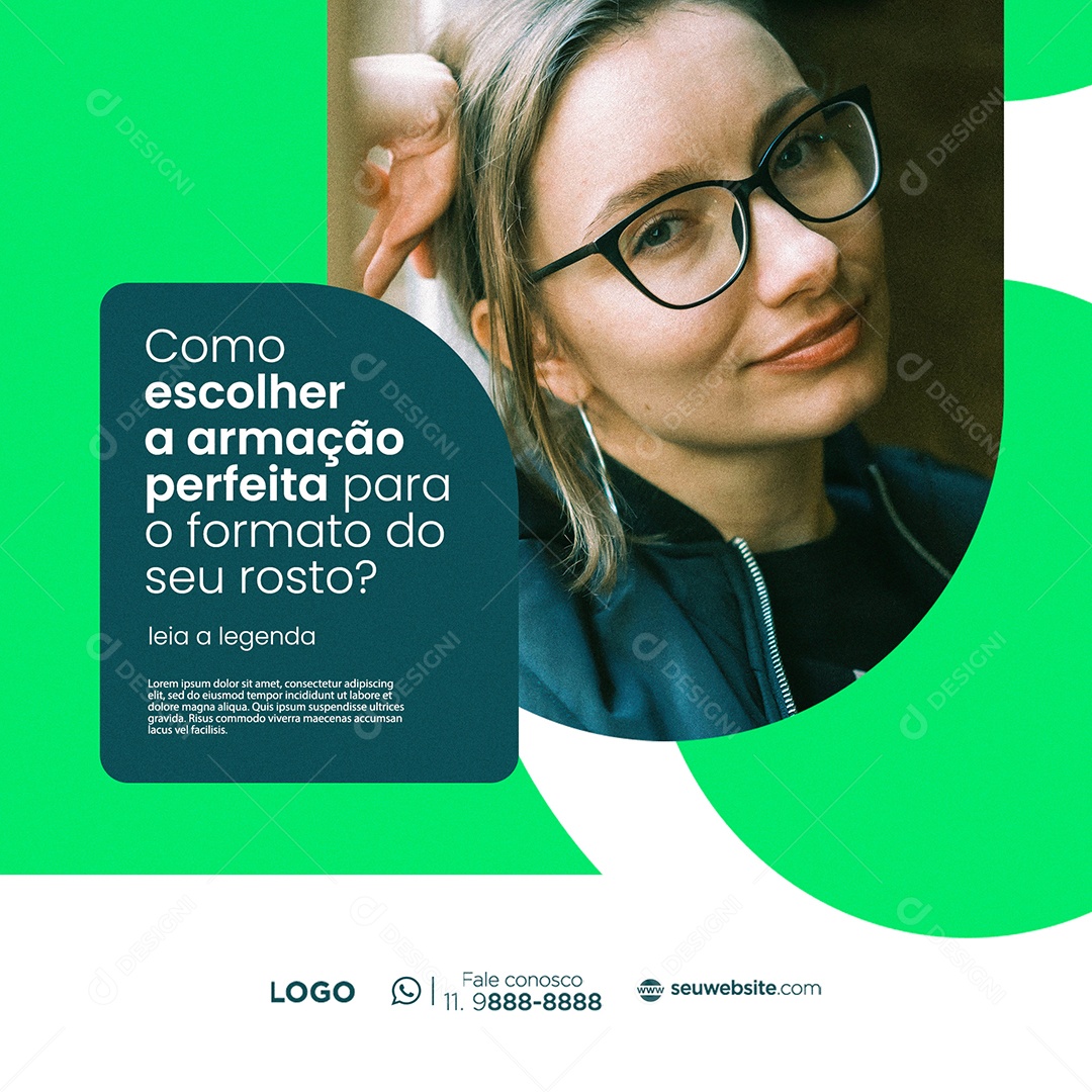 Ótica Como Escolher a Armação Perfeita Social Media PSD Editável
