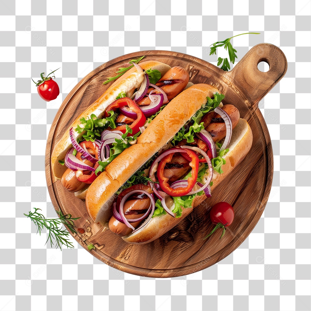 Elemento 3D Hot-dog Sanduiche Lanche PNG Transparente
