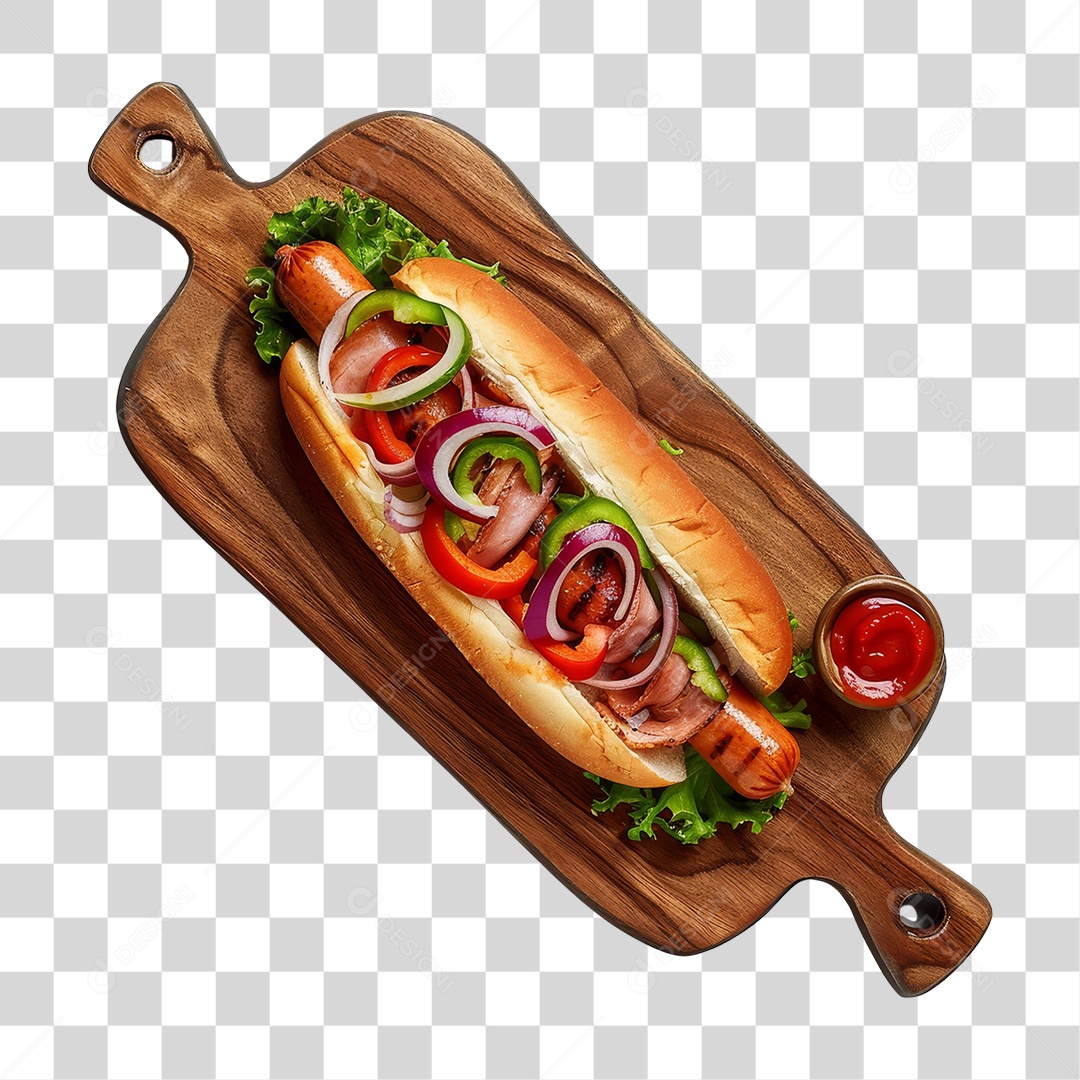 Elemento 3D Hot-dog Sanduiche Lanche PNG Transparente