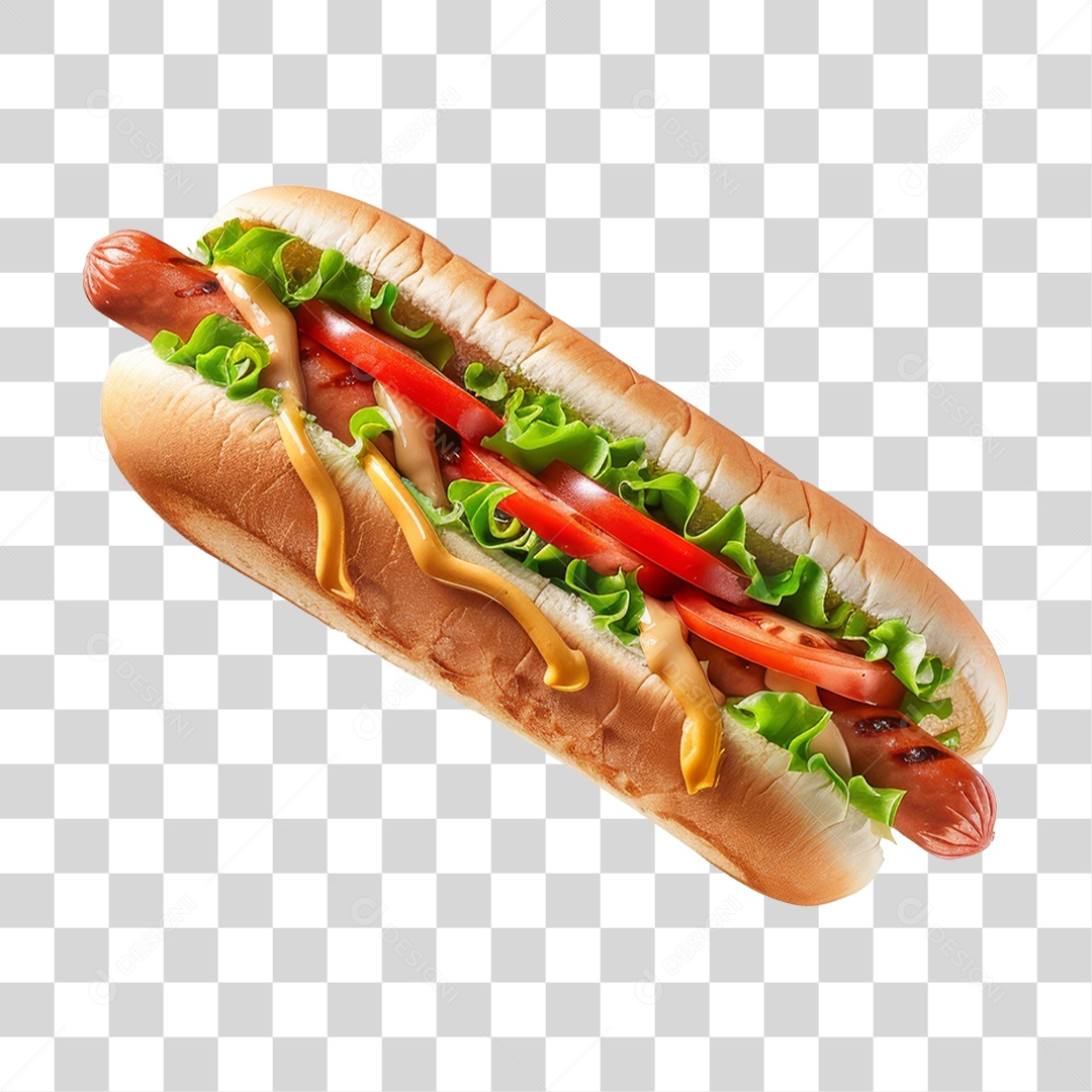 Elemento 3D Hot-dog Sanduiche Lanche PNG Transparente