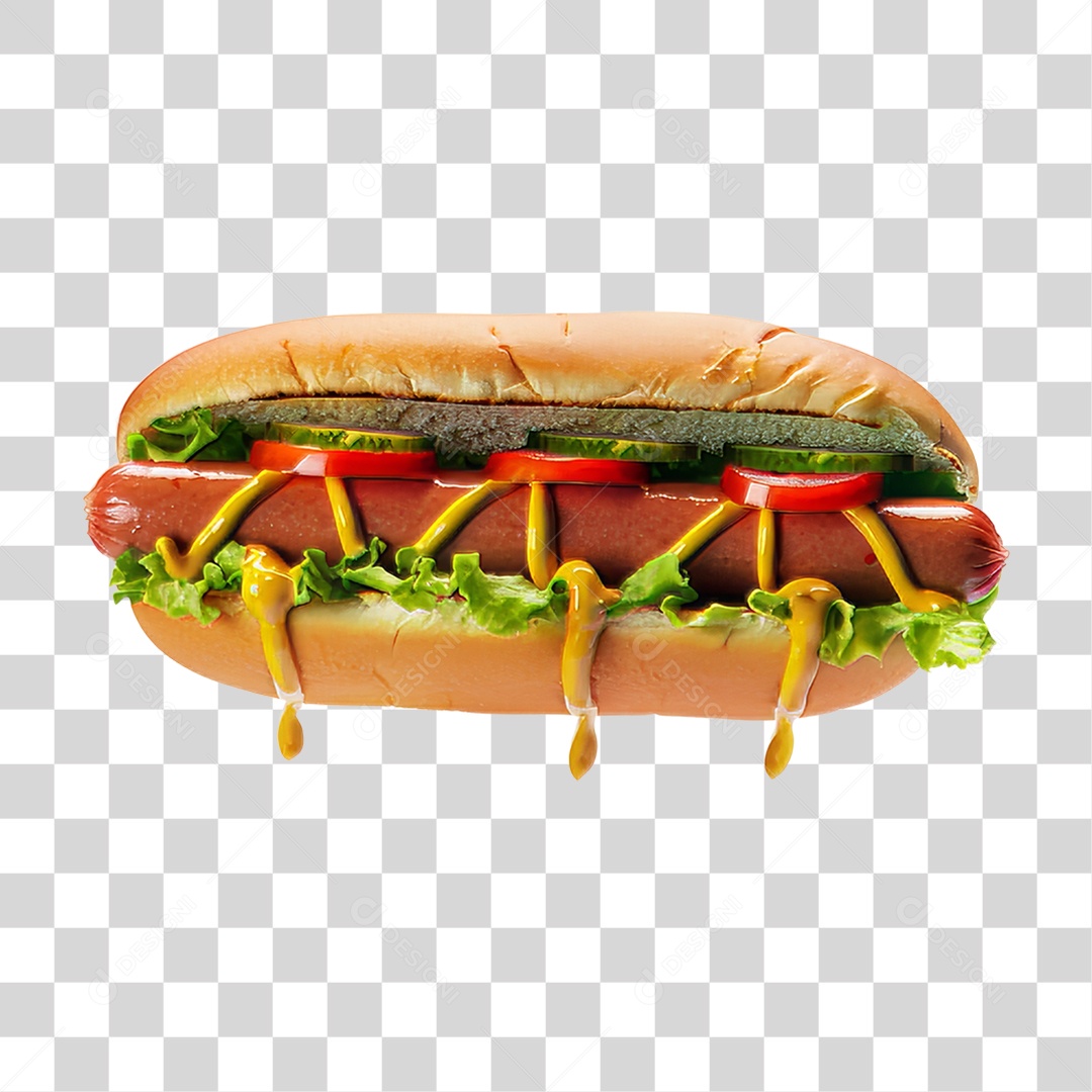 Elemento 3D Hot-dog Sanduiche Lanche PNG Transparente
