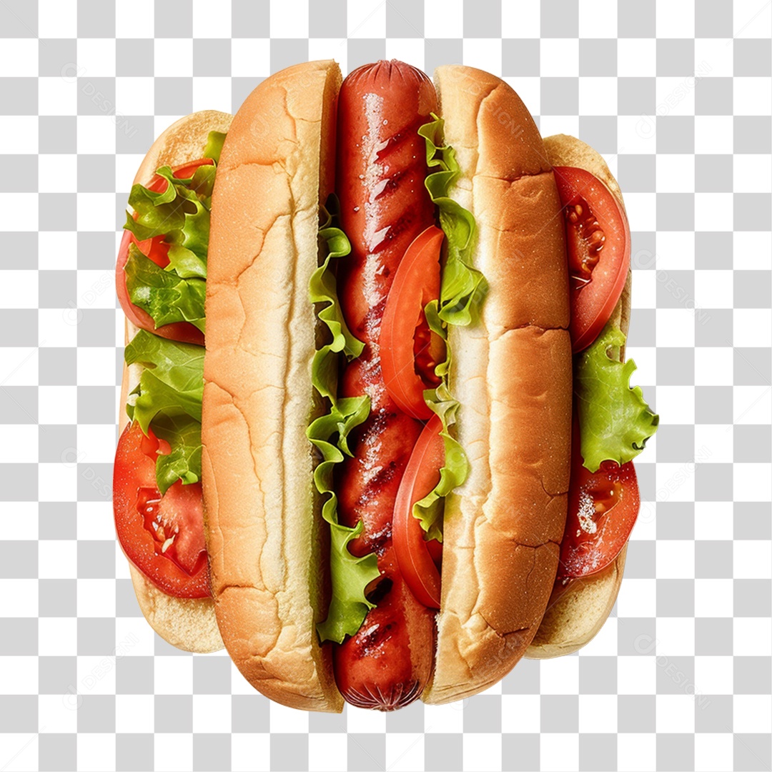 Elemento 3D Hot-dog Sanduiche Lanche PNG Transparente