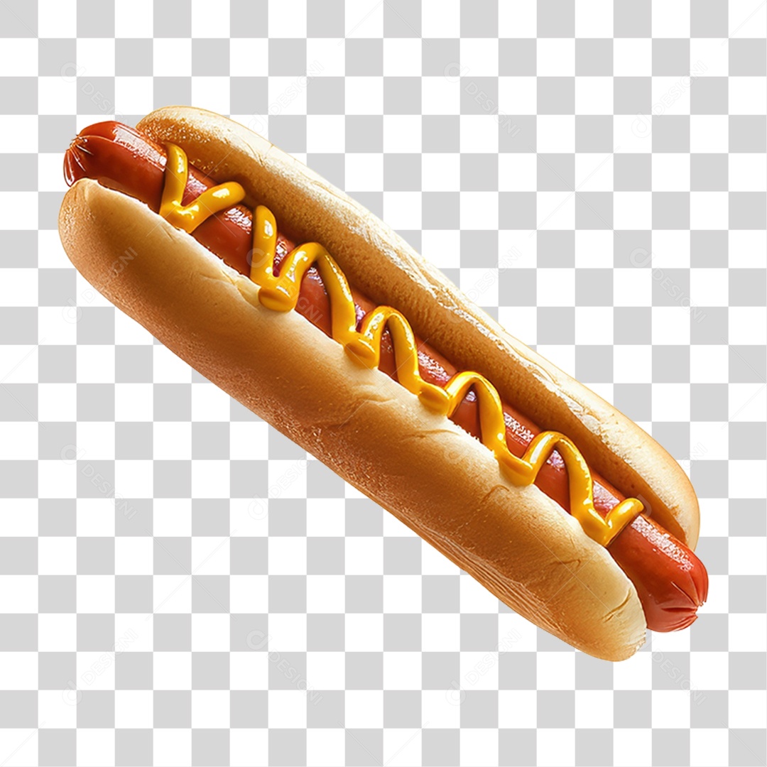 Elemento 3D Hot-dog Sanduiche Lanche PNG Transparente