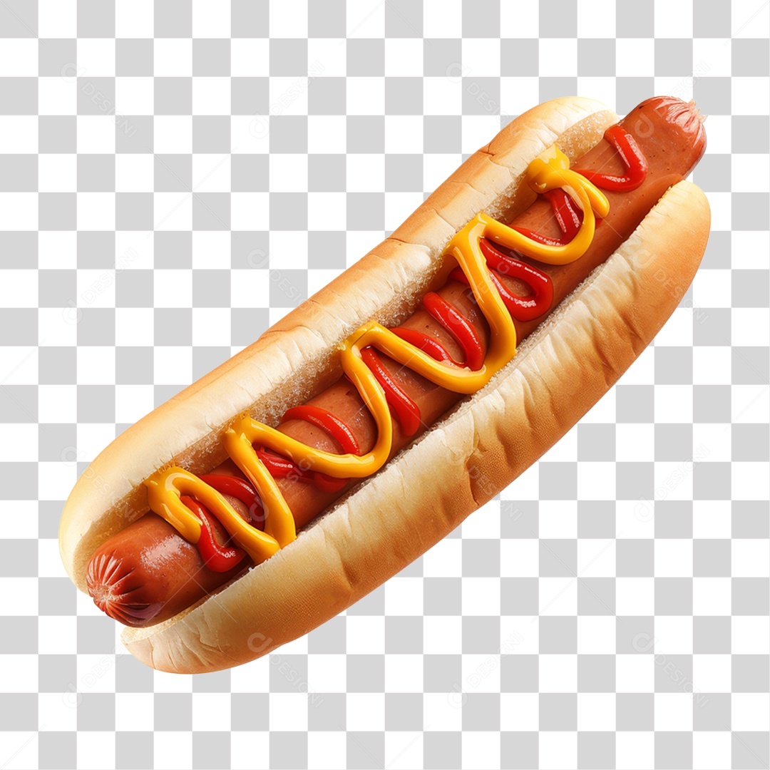 Elemento 3D Hot-dog Sanduiche Lanche PNG Transparente