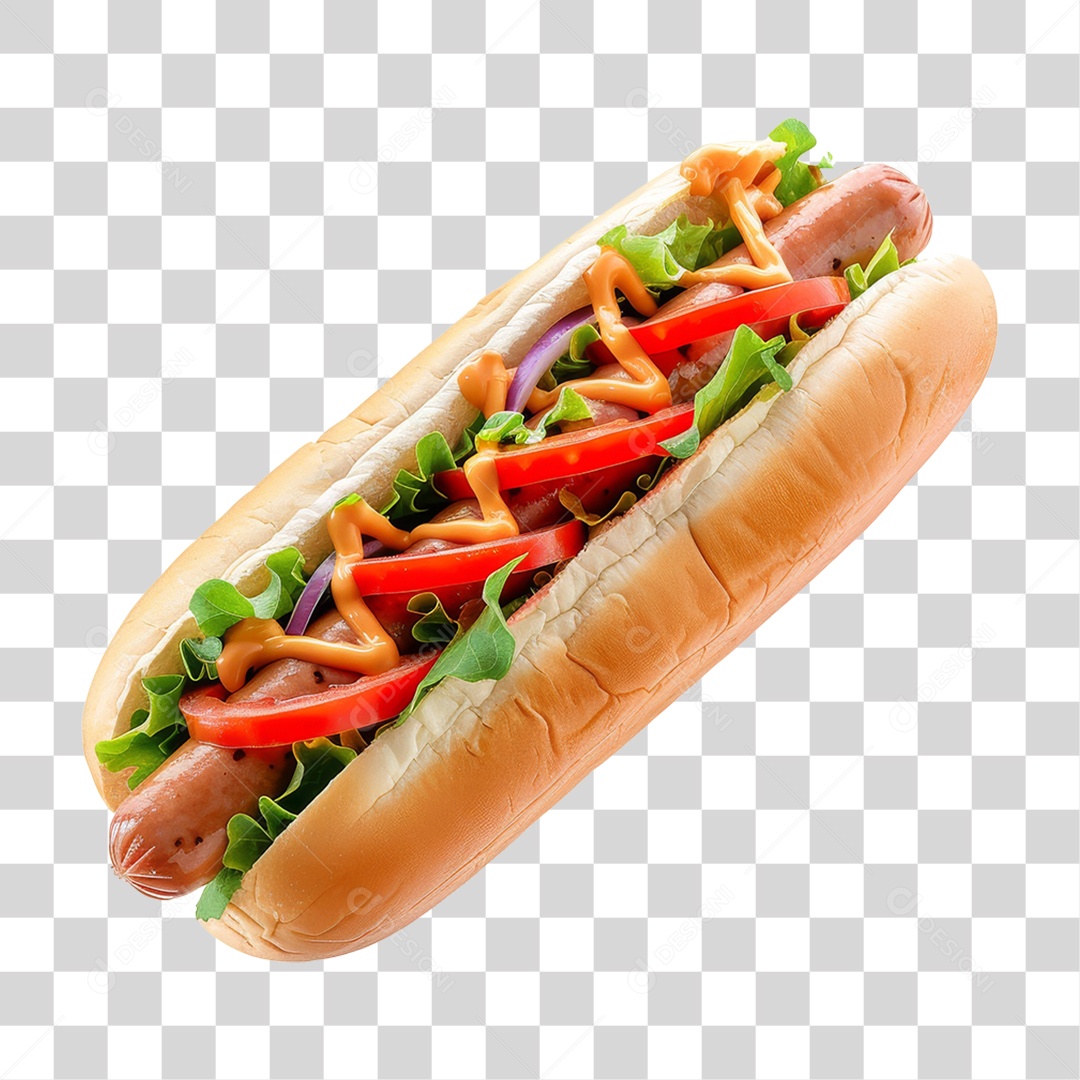 Elemento 3D Hot-dog Sanduiche Lanche PNG Transparente