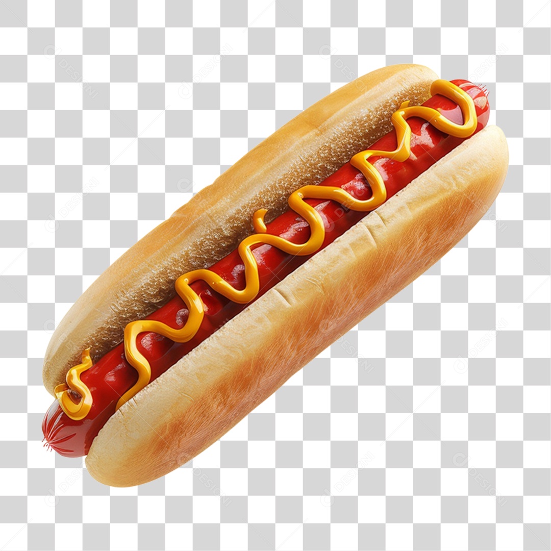 Elemento 3D Hot-dog Sanduiche Lanche PNG Transparente