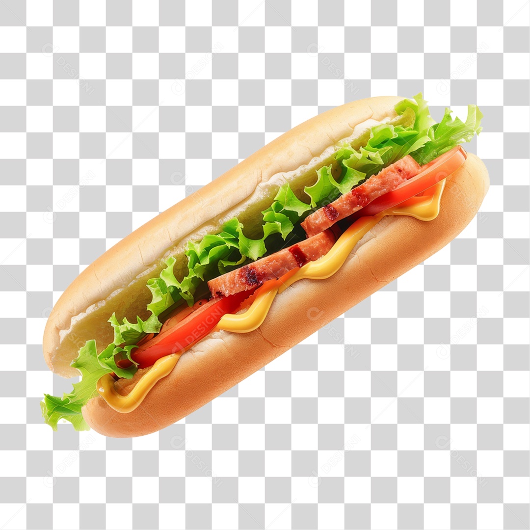 Elemento 3D Hot-dog Sanduiche Lanche PNG Transparente