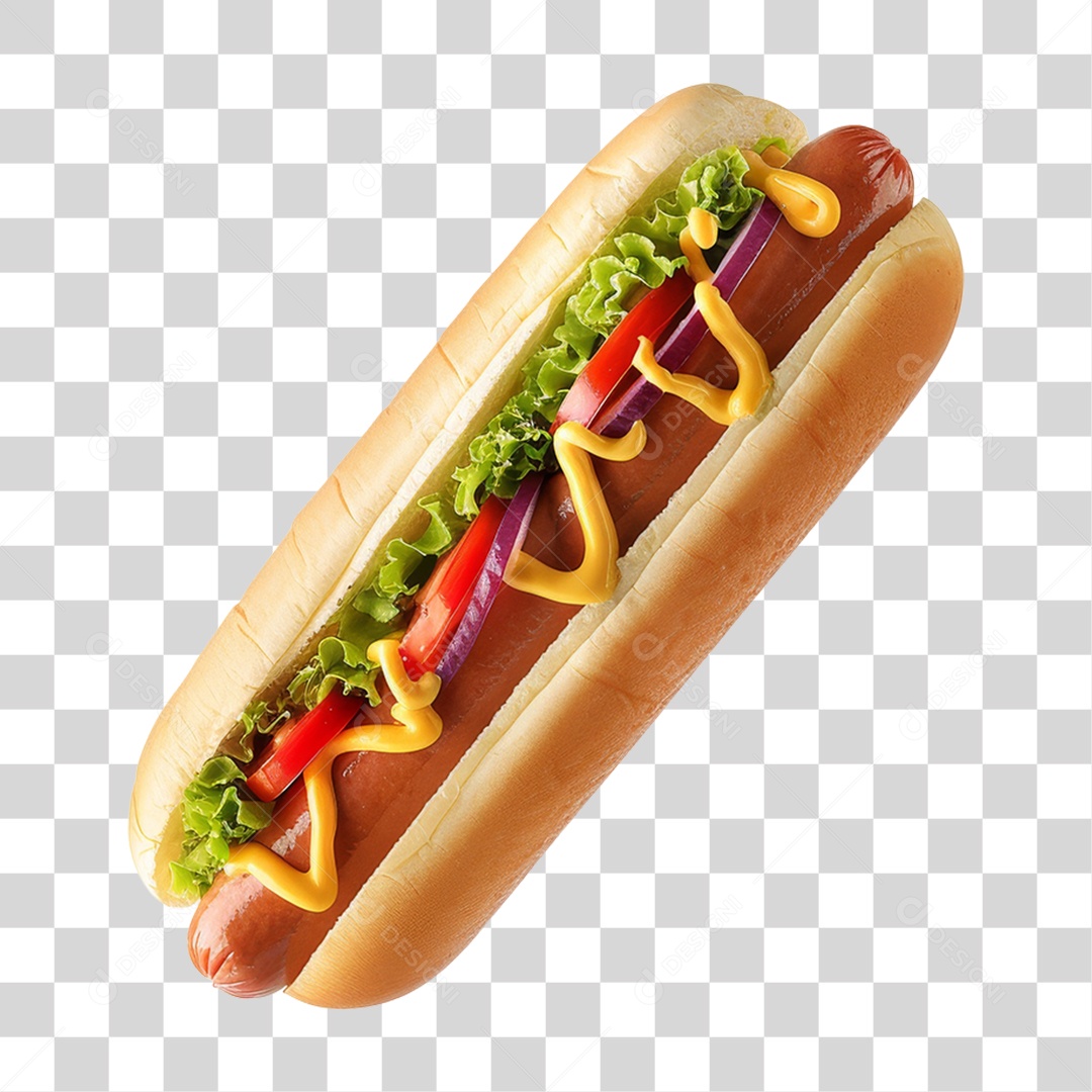 Elemento 3D Hot-dog Sanduiche Lanche PNG Transparente
