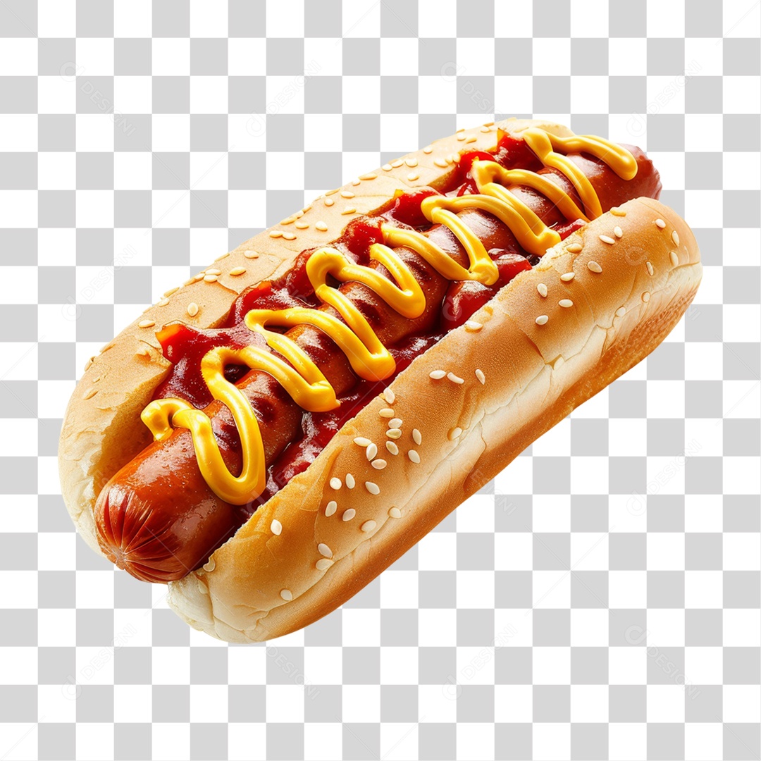 Elemento 3D Hot-dog Sanduiche Lanche PNG Transparente