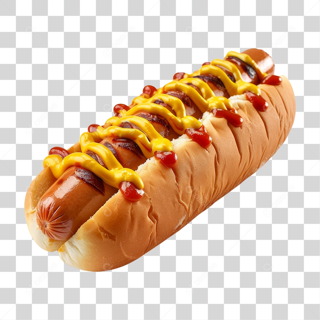 Elemento 3D Hot-dog Sanduiche Lanche PNG Transparente