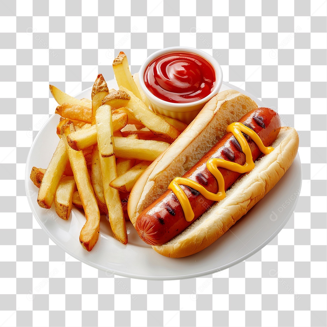 Elemento 3D Hot-dog Sanduiche Lanche PNG Transparente