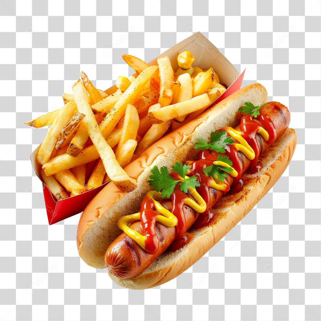 Elemento 3D Hot-dog Sanduiche Lanche PNG Transparente
