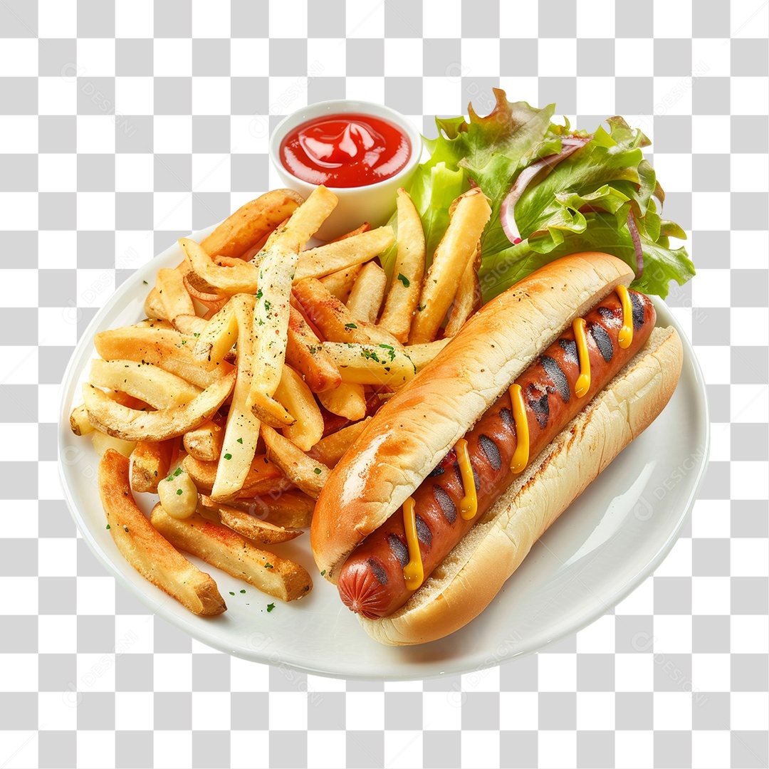 Elemento 3D Hot-dog Sanduiche Lanche PNG Transparente
