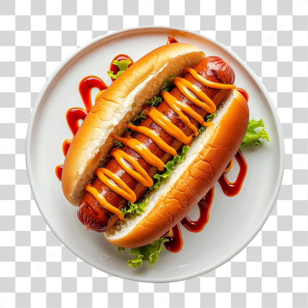 Elemento 3D Hot-dog Sanduiche Lanche PNG Transparente