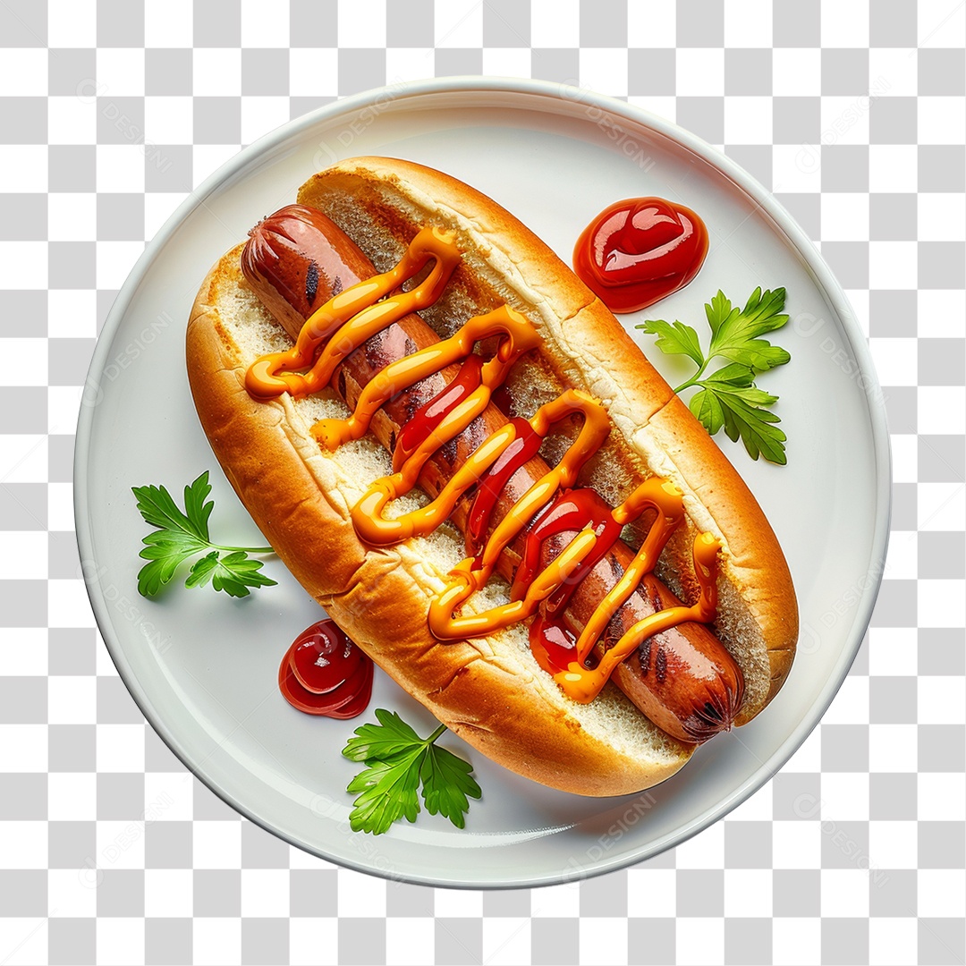 Elemento 3D Hot-dog Sanduiche Lanche PNG Transparente