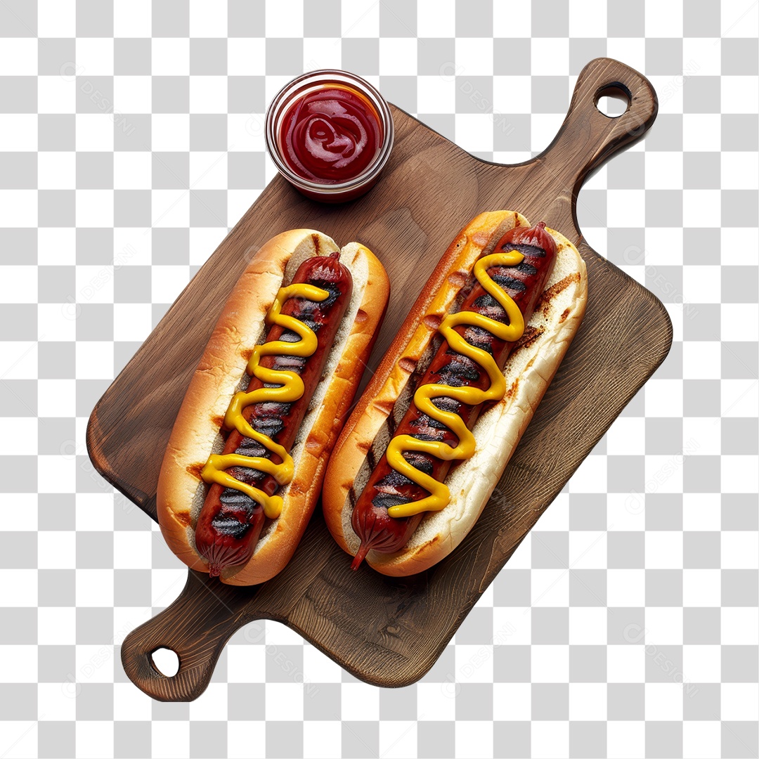 Elemento 3D Hot-dog Sanduiche Lanche PNG Transparente