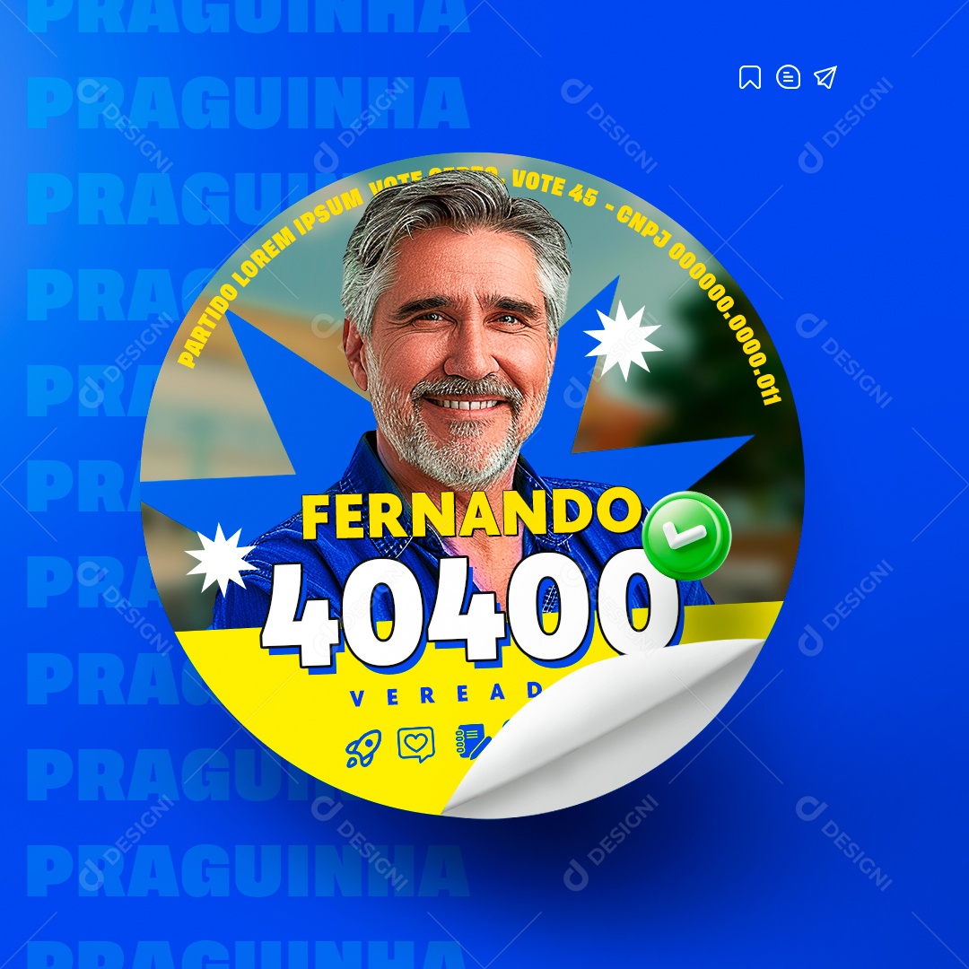 Política Adesivo Prefeito Fernando Social Media PSD Editável