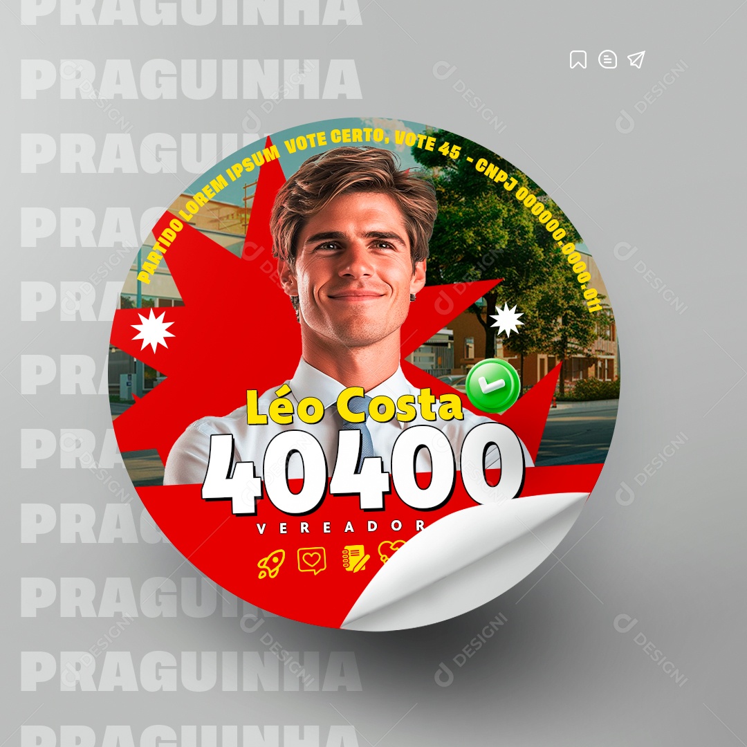 Política Adesivo Prefeito Léo Costa Social Media PSD Editável