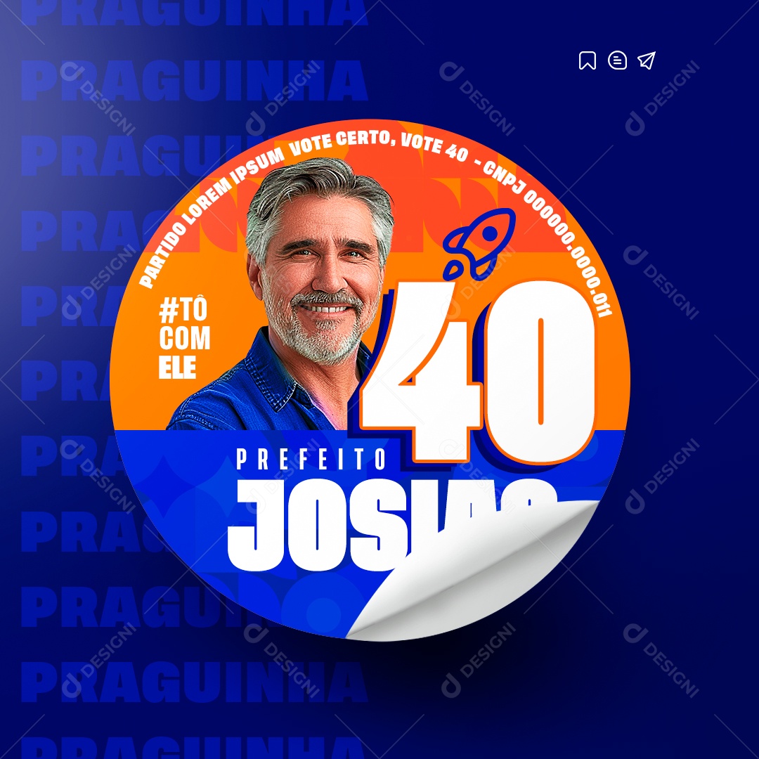 Política Adesivo Prefeito Josiar Social Media PSD Editável