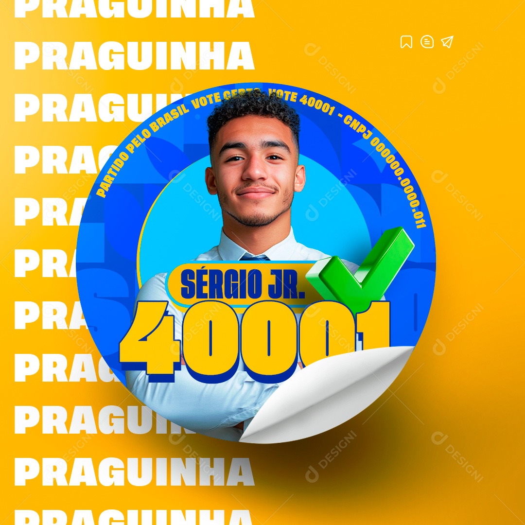 Política Adesivo Partido Pelo Brasil Vote Certo Social Media PSD Editável