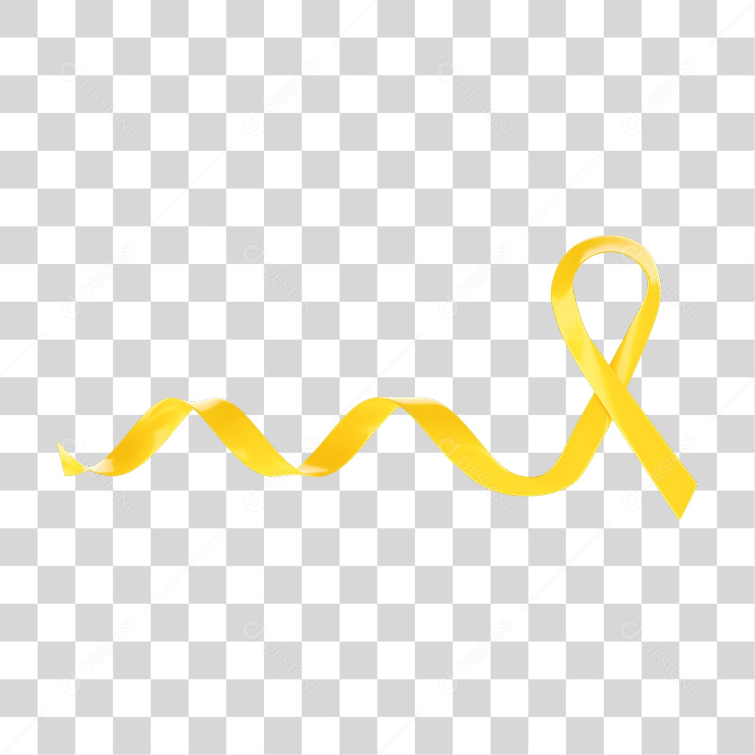 Elemento 3D Fita Setembro Amarelo PNG Transparente