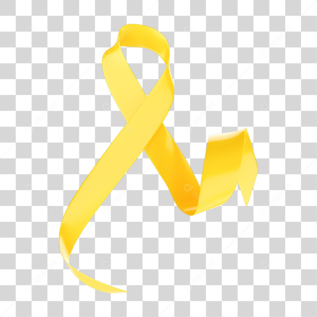 Elemento 3D Fita Setembro Amarelo PNG Transparente