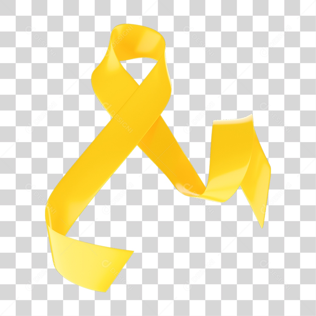 Elemento 3D Fita Setembro Amarelo PNG Transparente